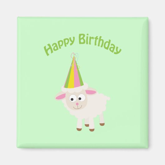 Aimant Joyeux anniversaire agneau (Devant)