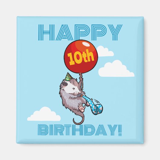 Aimant Joyeux anniversaire ! Ajouter L'Âge Opossum & Ball (Devant)