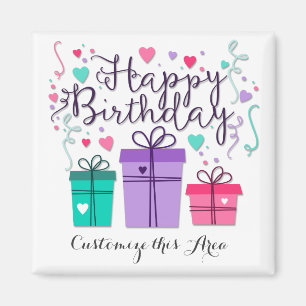 Aimant "Joyeux anniversaire avec la personnaliser de