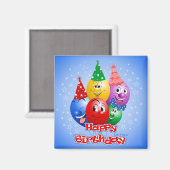 Aimant Joyeux Anniversaire Ballons Drôles, (Recto/Verso)