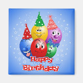 Aimant Joyeux Anniversaire Ballons Drôles, (Devant)