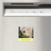 Aimant Joyeux anniversaire. Belle rose blanche (In Situ (Lave-vaisselle))