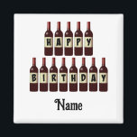 Aimant Joyeux Anniversaire Bouteilles de vin rouge Custom<br><div class="desc">Les bouteilles de vin rouge qui épellent audacieusement "Joyeux anniversaire" sont le sentiment parfait pour la célébration d'anniversaire de n'importe quel amateur de vin. L'aimant festif fait une grande faveur de la fête. Ce design convient aux arrière - plans blancs et clairs. Customisez avec un nom ou tout autre texte....</div>