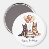 Aimant Joyeux Anniversaire Chiens berger allemands Gâteau (Recto/Verso)