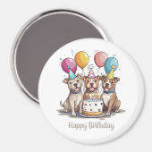 Aimant Joyeux Anniversaire Chiens Pit Bull (Recto/Verso)