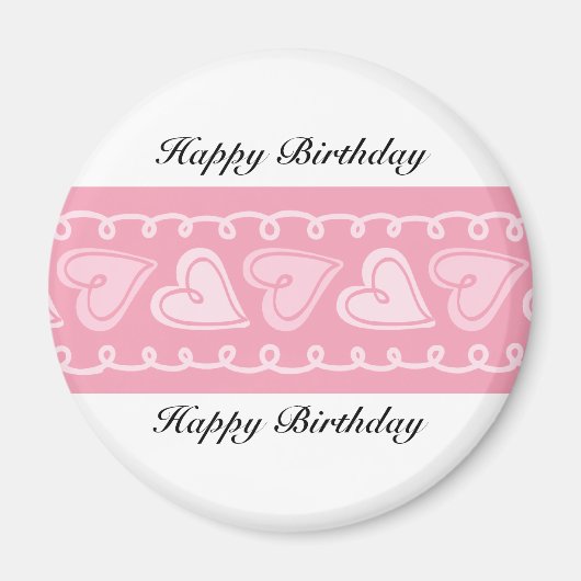 Aimant Joyeux Anniversaire Coeurs d'amour (Devant)