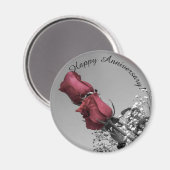 Aimant Joyeux anniversaire | Deux roses rouges photo (Recto/Verso)