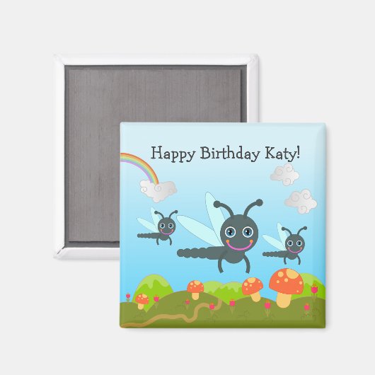 Aimant Joyeux anniversaire dit la libellule (Recto/Verso)