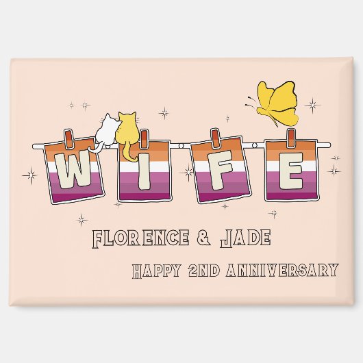 Aimant Joyeux Anniversaire Drapeau Lesbien Coucher (Recto)