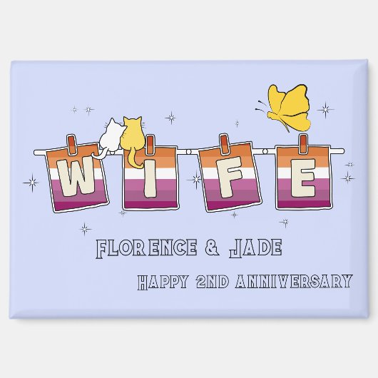 Aimant Joyeux Anniversaire Drapeau Lesbien Coucher (Recto)