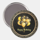 Aimant Joyeux anniversaire, élégant noir et or, (Recto/Verso)