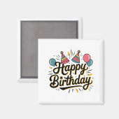 Aimant Joyeux Anniversaire Festif (Recto/Verso)