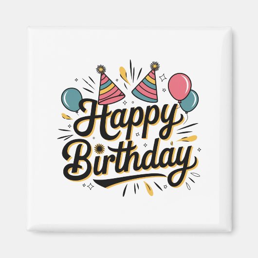 Aimant Joyeux Anniversaire Festif (Devant)