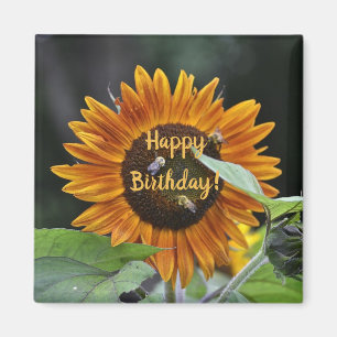 Aimant Joyeux Anniversaire Golden Tournesol