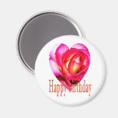 Aimant Joyeux anniversaire jaune rouge rose coeur (Recto/Verso)