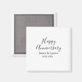 Aimant Joyeux anniversaire mariage nom date année simple (Recto/Verso)