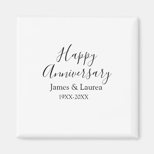 Aimant Joyeux anniversaire mariage nom date année simple (Devant)