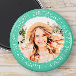 Aimant Joyeux anniversaire moderne simple photo personnal<br><div class="desc">Ce design simple et moderne est composé de typographie serif et d'ajouter une photo personnalisée.</div>