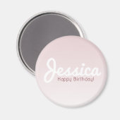 Aimant Joyeux anniversaire, Nom personnalisable | Rose Om (Recto/Verso)