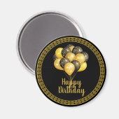 Aimant Joyeux anniversaire, or et noir, (Recto/Verso)