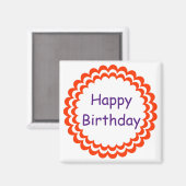 Aimant Joyeux Anniversaire Orange Violet (Recto/Verso)