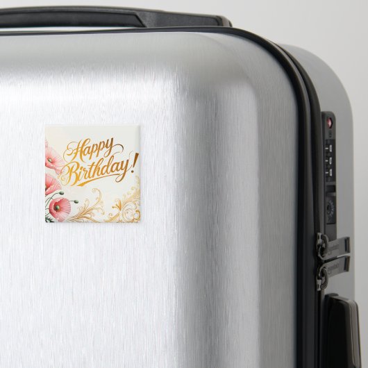 Aimant Joyeux Anniversaire, pavots, (In Situ (Bagages))