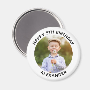 Aimant Joyeux Anniversaire Photo Rond Blanc