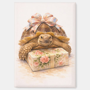 Aimant Joyeux Anniversaire Présent tortue Sulcata aquarel