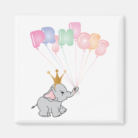 Aimant Joyeux anniversaire Princesse Images bébé éléphant (Devant)