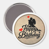 Aimant Joyeux Anniversaire Romantique (Recto/Verso)