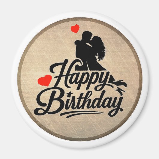 Aimant Joyeux Anniversaire Romantique (Devant)