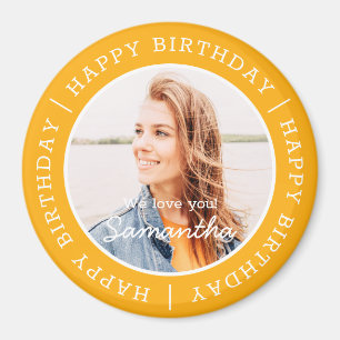 Aimant Joyeux anniversaire simple Preppy moderne photo pe