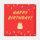 Aimant Joyeux anniversaire sur rouge (Devant)