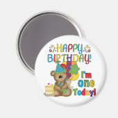 Aimant Joyeux anniversaire Teddy Bear 1er T-shirts et cad (Recto/Verso)