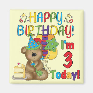 Aimant Joyeux anniversaire Teddy Bear 3e t-shirts et cade