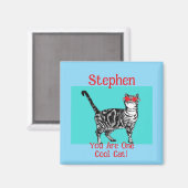 Aimant Joyeux anniversaire Vous Cool Tabby Chat Mens Mari (Recto/Verso)