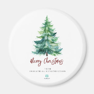 Aimant Joyeux arbre d'aquarelle de Noël avec logo de la s