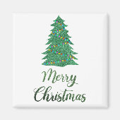 Aimant Joyeux arbre de Noël - parties scintillant verte (Devant)