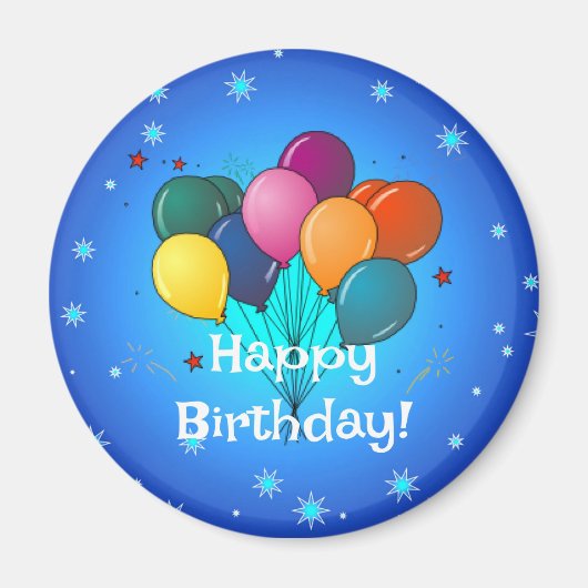 Aimant Joyeux ballons de fête d'anniversaire, (Devant)