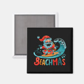 Aimant Joyeux Beachmas Santa Surfant Design Rétro  (Recto/Verso)