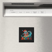 Aimant Joyeux Beachmas Santa Surfant Design Rétro  (In Situ (Lave-vaisselle))