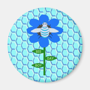 Aimant Joyeux Bee Day Boy Blue Birthday Bumblebee