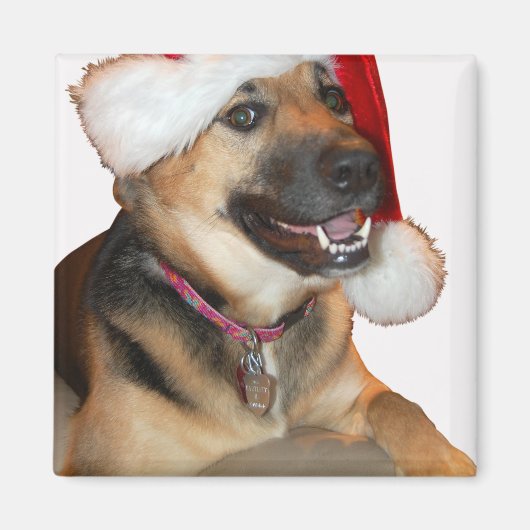 Aimant Joyeux berger allemand de Noël (Devant)
