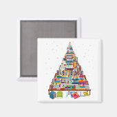 Aimant Joyeux cadeau d'arbre de la bibliothèque de Noël p (Recto/Verso)
