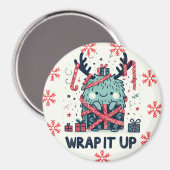 Aimant Joyeux cadeau monstre Noël mignon emballé (Recto/Verso)