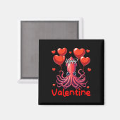 Aimant Joyeux Calmar Saint-Valentin tenant coeur Bylloons (Recto/Verso)