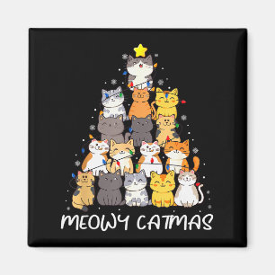 Aimant Joyeux Catmas Chat Arbre de Noël Chat de Noël Garç