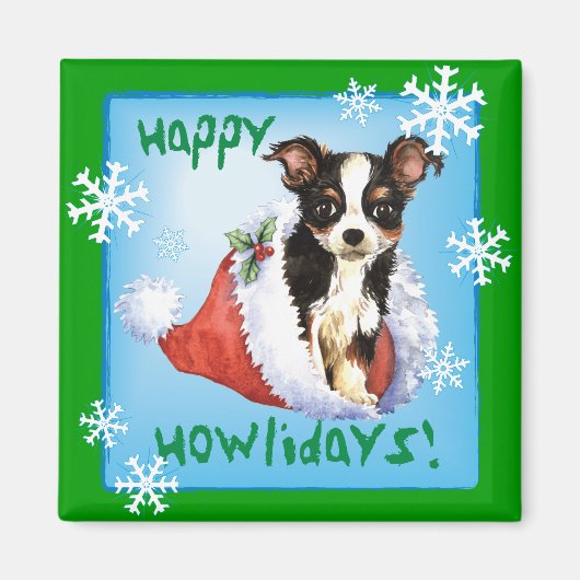 Aimant Joyeux chapeau long de Howliday Chihuahua (Devant)