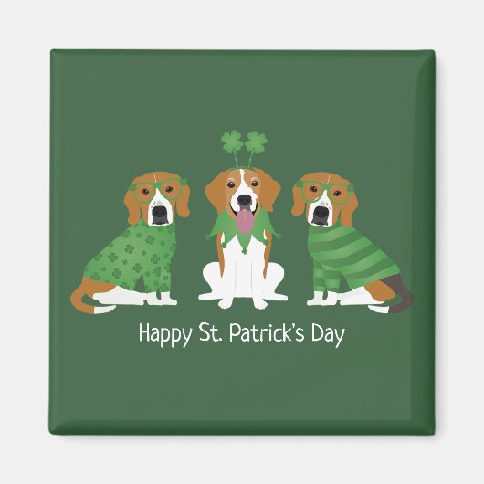 Aimant Joyeux chien Beagle Jour de la Saint Patrick (Devant)
