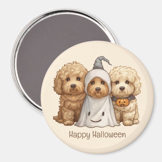 Aimant Joyeux chien d'Halloween Goldendoodle (Recto/Verso)